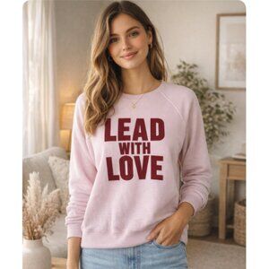 NWT Rebecca Minkoff Rare Lead With Love Pink Crewneck Pullover Size Large